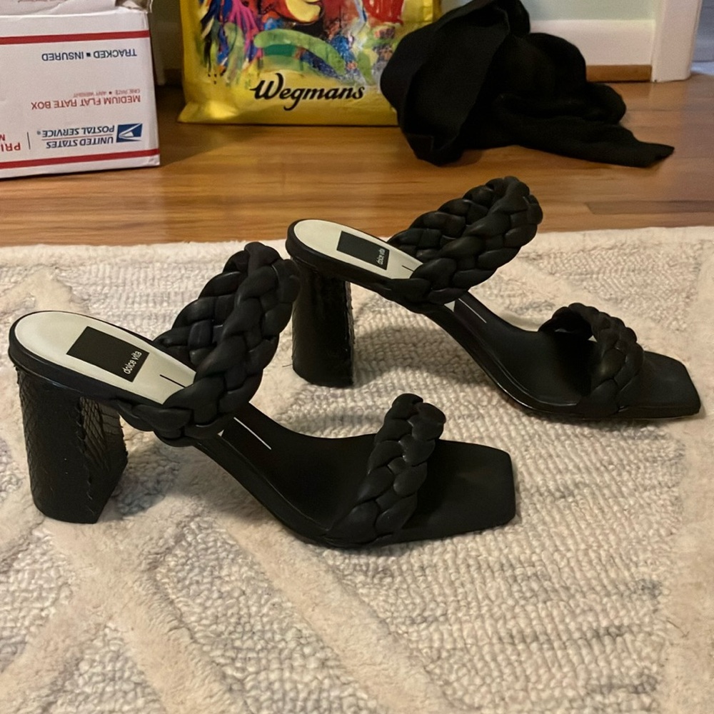 Dolce Vita Black Mules with Braided Strap size 8 EUC